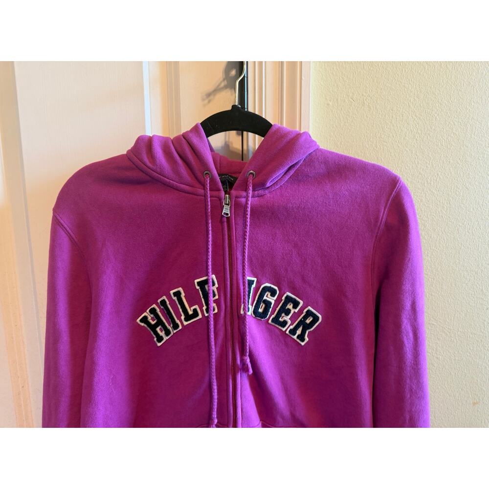 Tommy Hilfiger Purple Full Zip Up Hoodie Fleece Jacket Sweat Women's Sz XL - Picture 2 of 10
